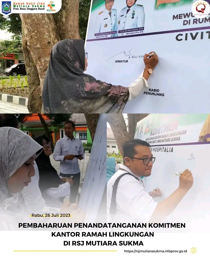 PEMBAHARUAN PENANDATANGANAN KOMITMEN KANTOR RAMAH LINGKUNG AN DI RSJ MUTIARA SUKMA